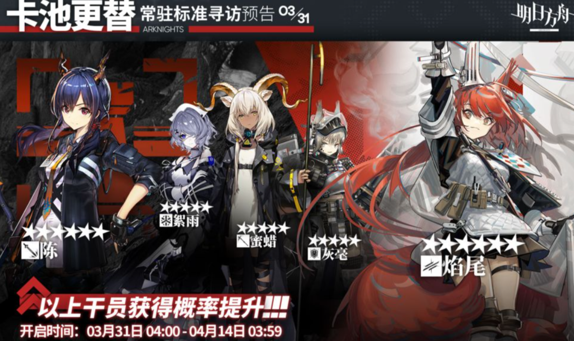 明日方舟3月31日常驻寻访更新了什么角色